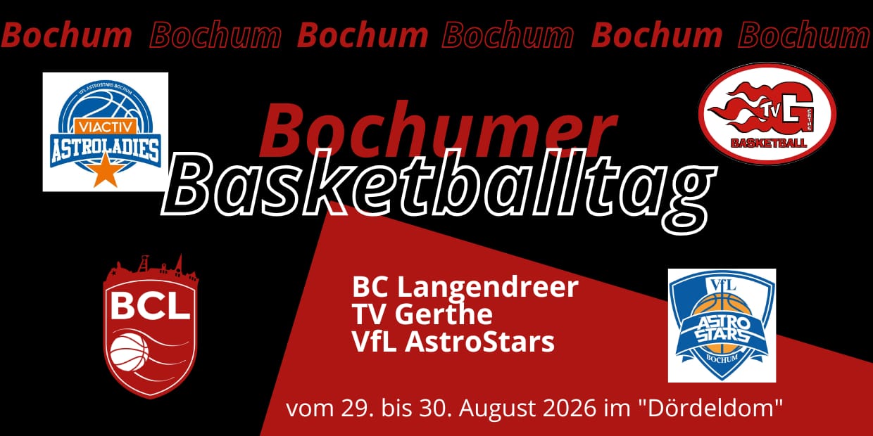 Ein schwarz-rotes Bild mit der Aufschrift "Bochumer Basketballtag"